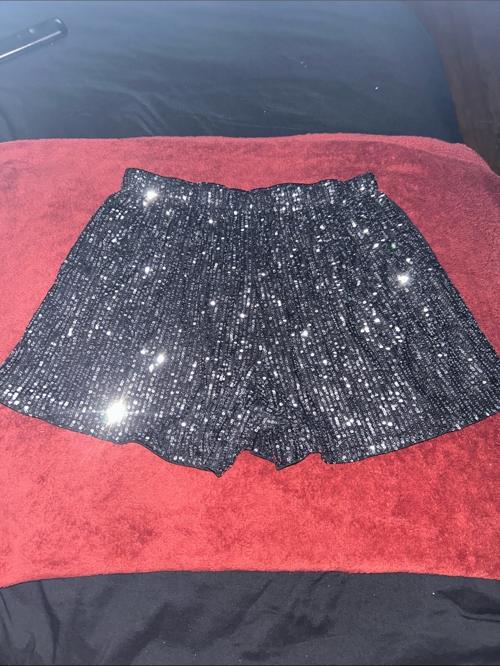 SHEIN Black Sequin High-Waist Women’s Shorts